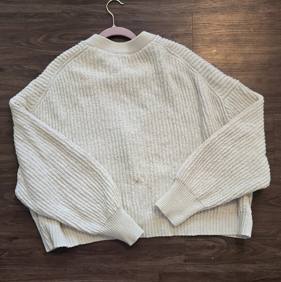 J.Crew Cropped Patch-Pocket Beach Cardigan Sweater 3X Cream Chunky Knit#0010 - Picture 3 of 8